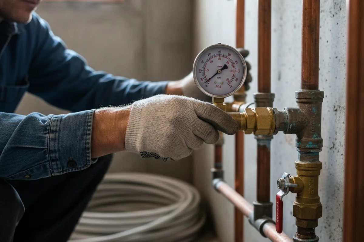 Pressure testing a repaired line during Water Line Repair in Gates